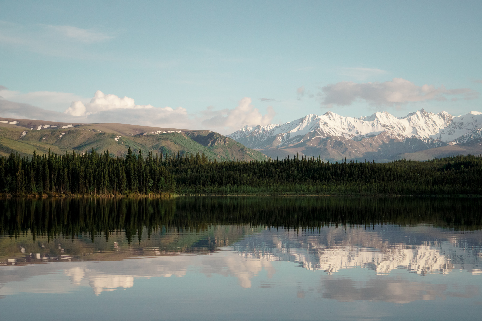 a peaceful serene alaskan mountain scene